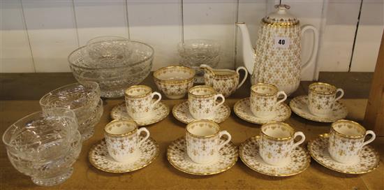 Spode Fleur de-lys coffee set & glassware